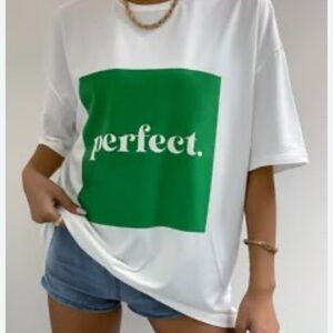 TEX Stylish White and Green Graphic Tee